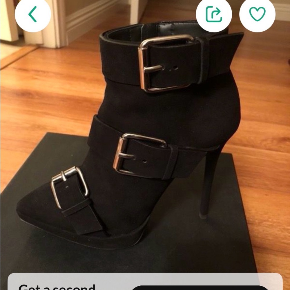 Giuseppe Zanotti Black Heeled Boots with Metallic Buckles